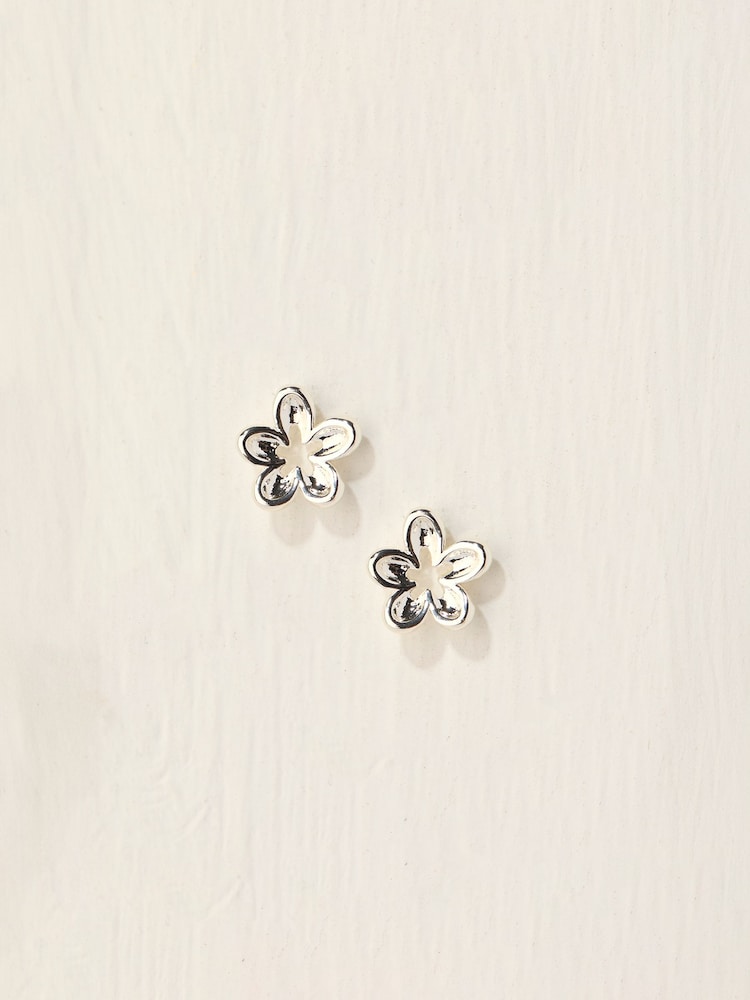Fat Face Silver Coloured Cut Out Flower Stud Earrings