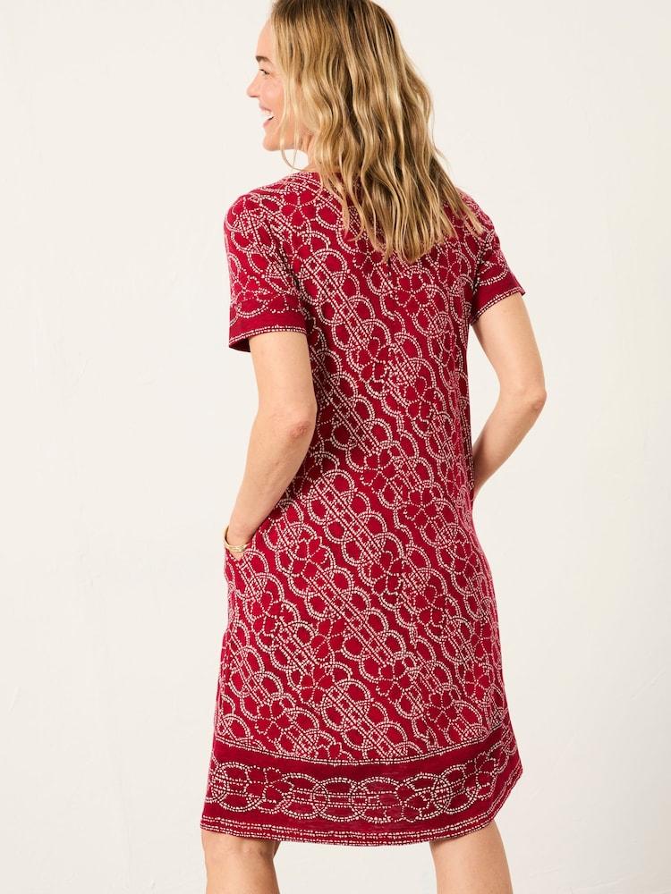 Fat Face Simone Red Texture Floral Petite Jersey Dress