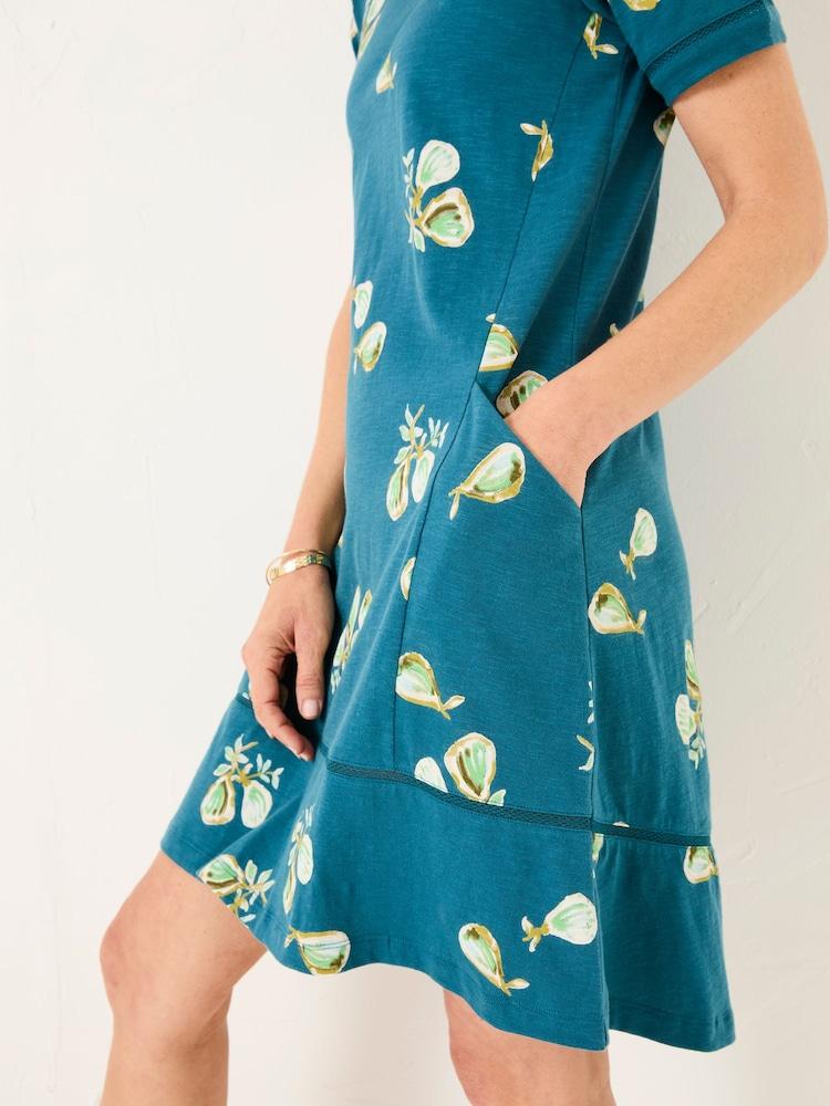 fat face Simone Teal Blue Figs Regular Jersey Dress
