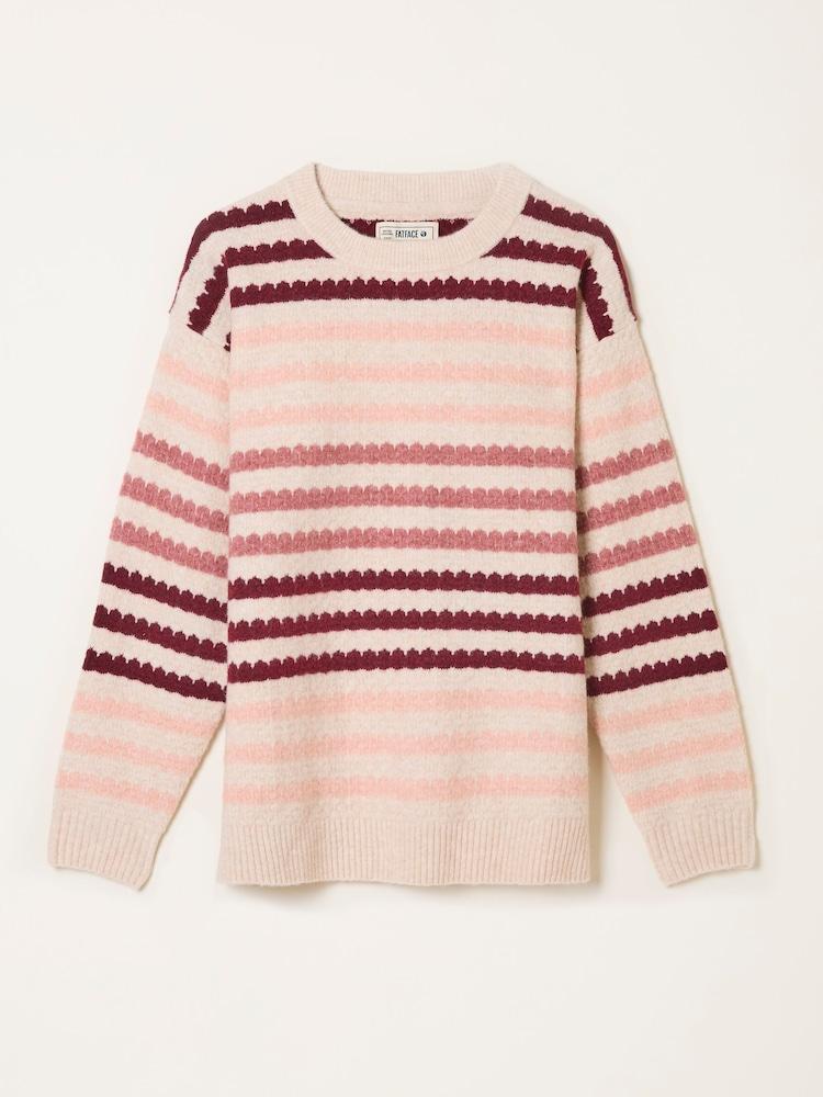 fat face Solange Chalk White Stripe Knitted Crew Jumper