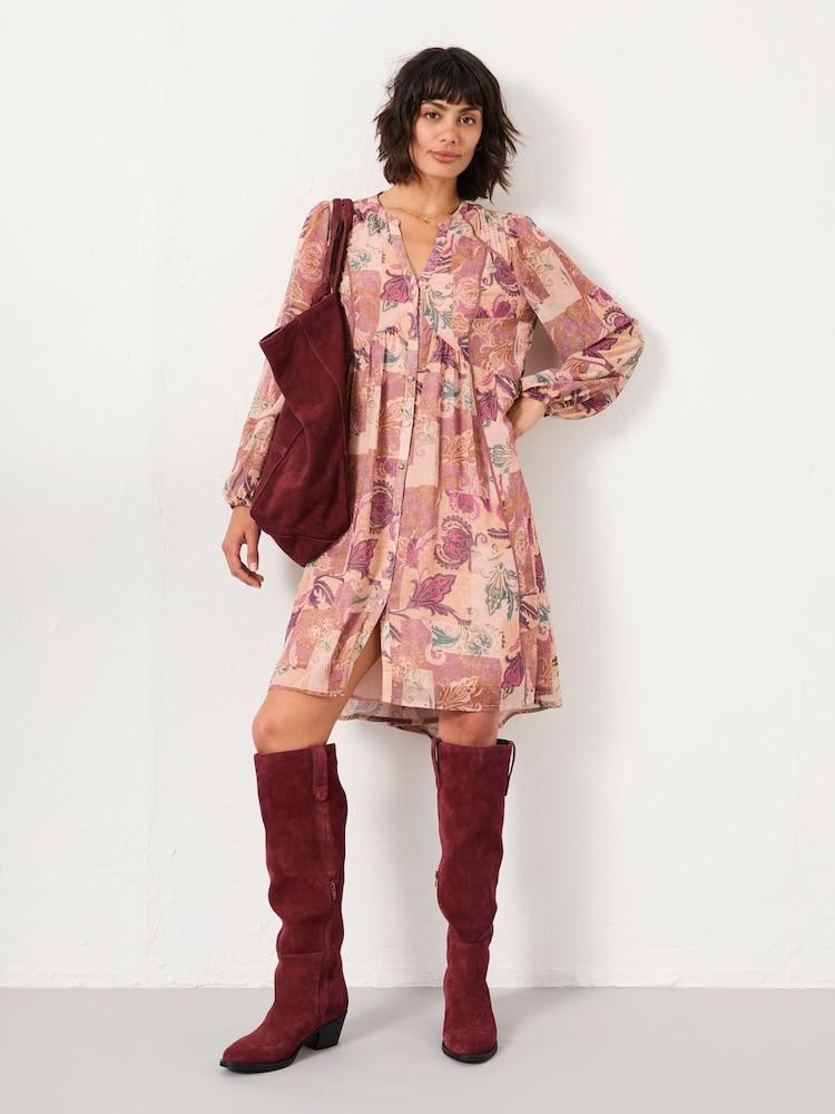 Fat Face Steph Rose Pink Patched Chintz Petite Dress