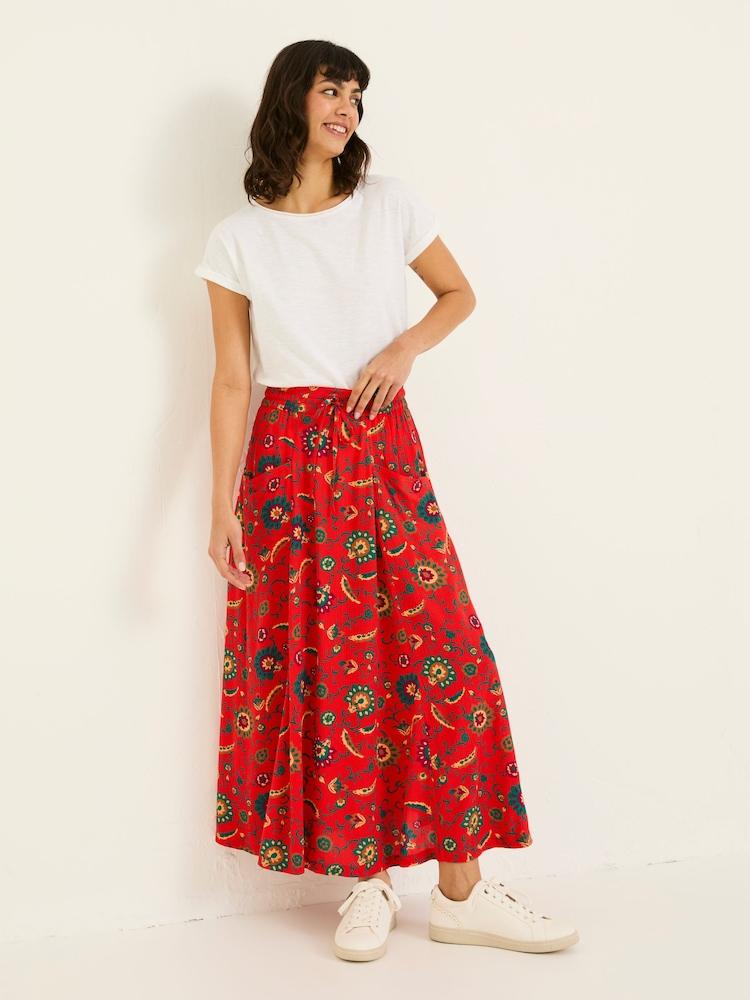 Fat Face Suki Burnt Orange Utopia Paisley Midi Skirt