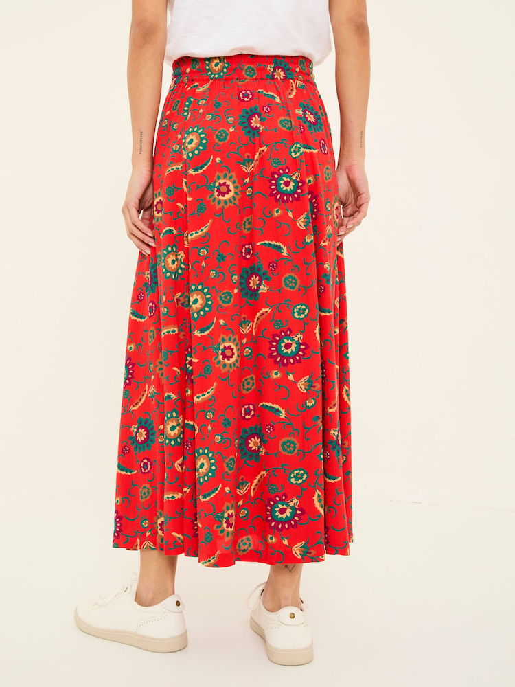 Fat Face Suki Burnt Orange Utopia Paisley Midi Skirt
