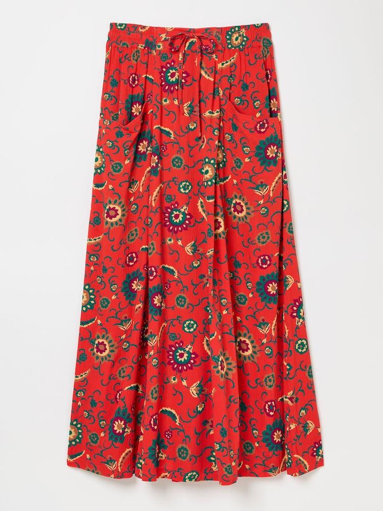 fat face Suki Burnt Orange Utopia Paisley Midi Skirt