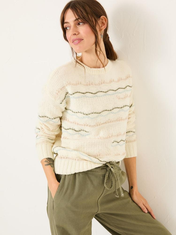 Fat Face Suki Ivory Pattern Knitted Crew Neck Jumper