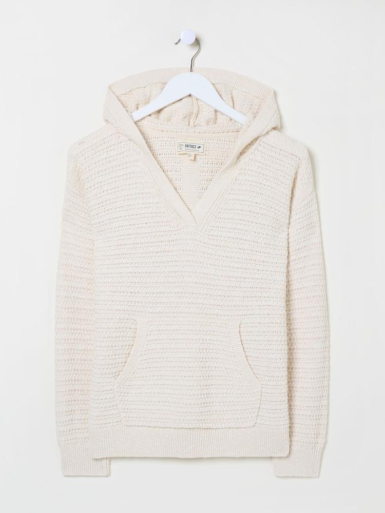 fat face Sutton Light Natural Textured Knitted Hoodie
