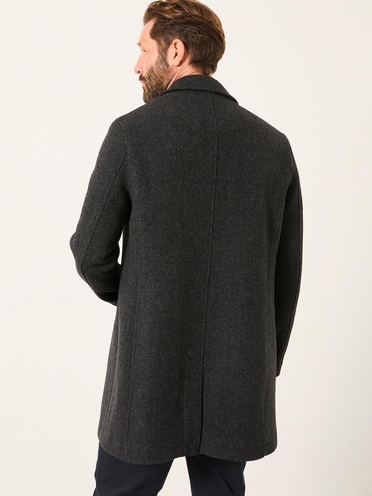 Fat Face Tabor Dark Grey Single Breasted Wool Mix Topcoat