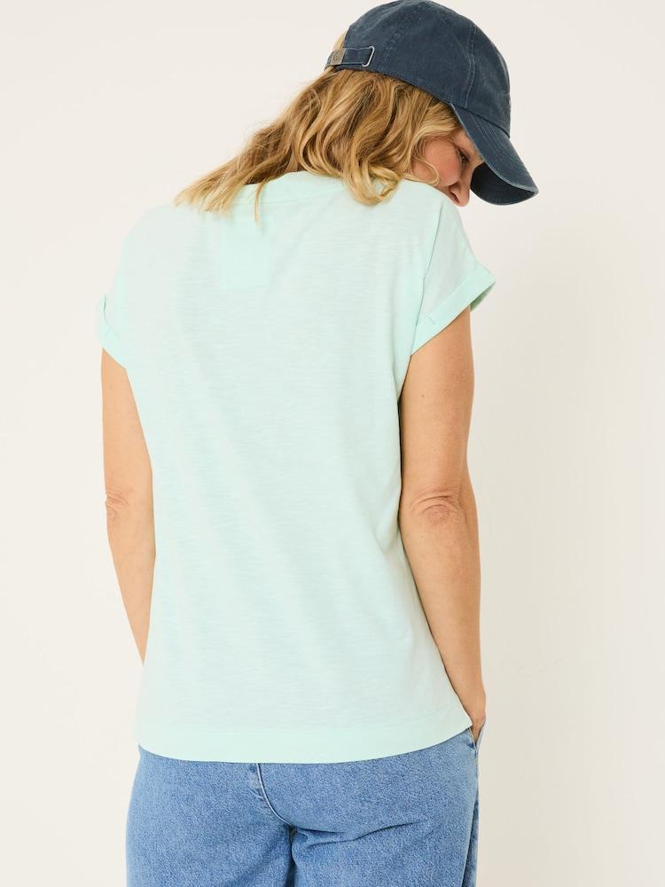 Fat Face Tansy Mint Green 100% Cotton V-Neck T-Shirt