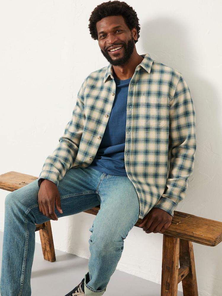 Fat Face Tanton Natural Long Sleeve Textured Check Shirt