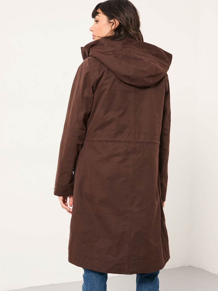 Fat Face Taylor Chocolate Brown Borg Waterproof Coat