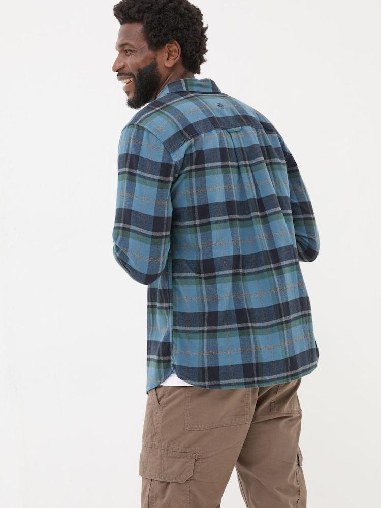 Fat Face Teal Blue Long Sleeve Selby Check 100% Cotton Shirt