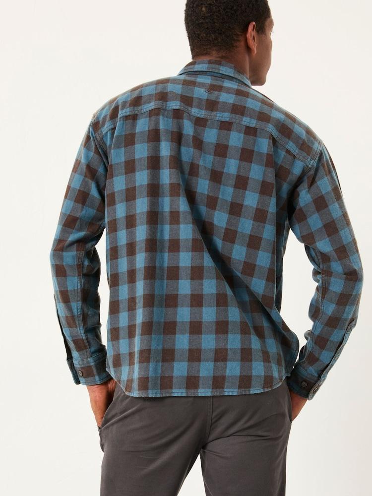 Fat Face Thursby Mid Blue Long Sleeve Relaxed Fit Gingham Shirt