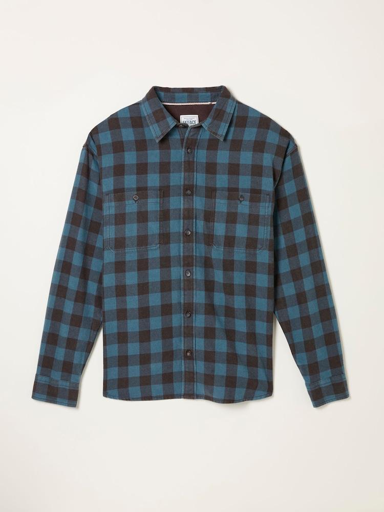 fat face Thursby Mid Blue Long Sleeve Relaxed Fit Gingham Shirt