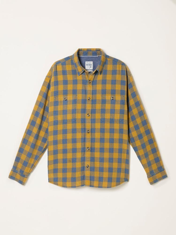 fat face Thursby Ochre Yellow Long Sleeve Relaxed Fit Gingham Shirt