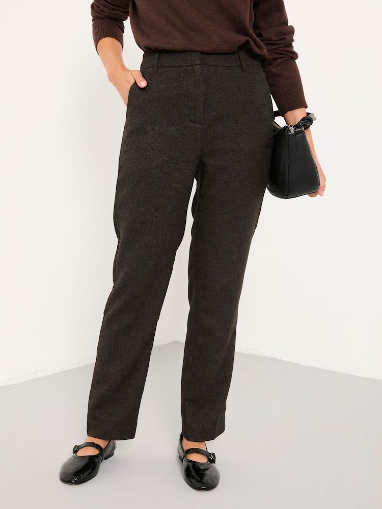 Fat Face Tilly Chocolate Brown Herringbone Tapered Trousers