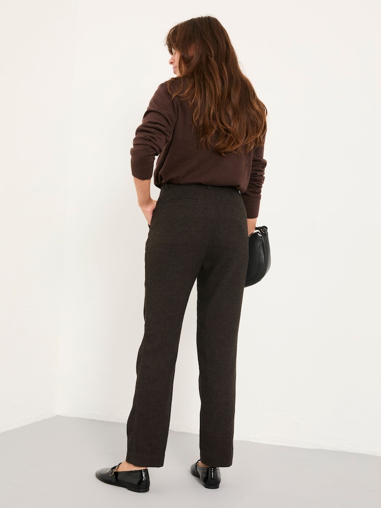 Fat Face Tilly Chocolate Brown Herringbone Tapered Trousers