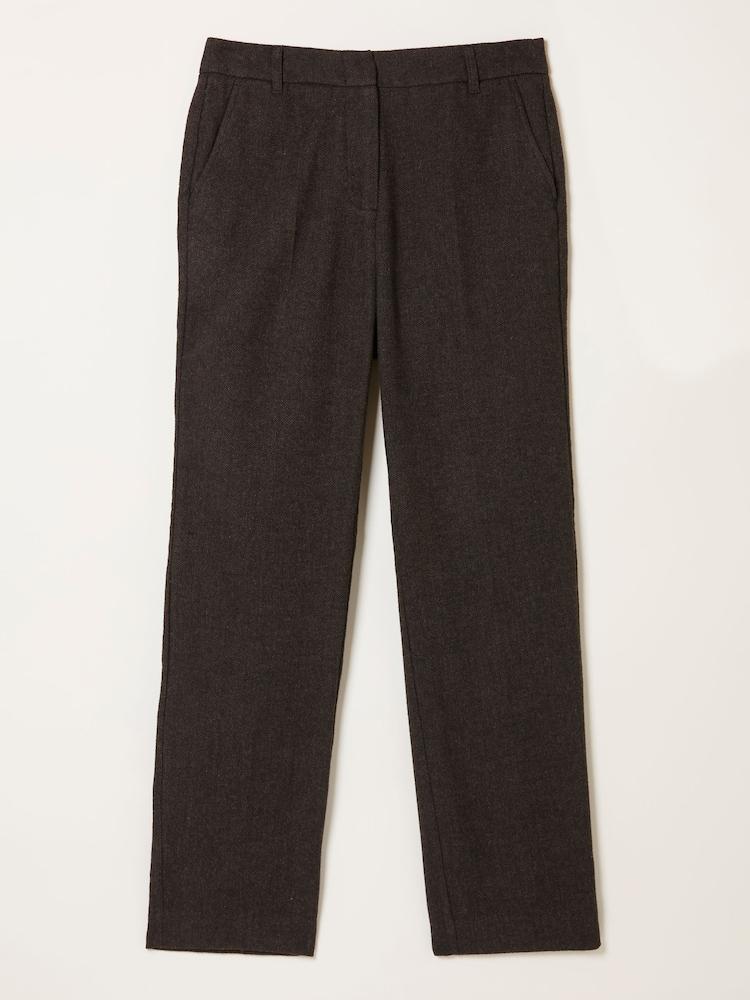 fat face Tilly Chocolate Brown Herringbone Tapered Trousers