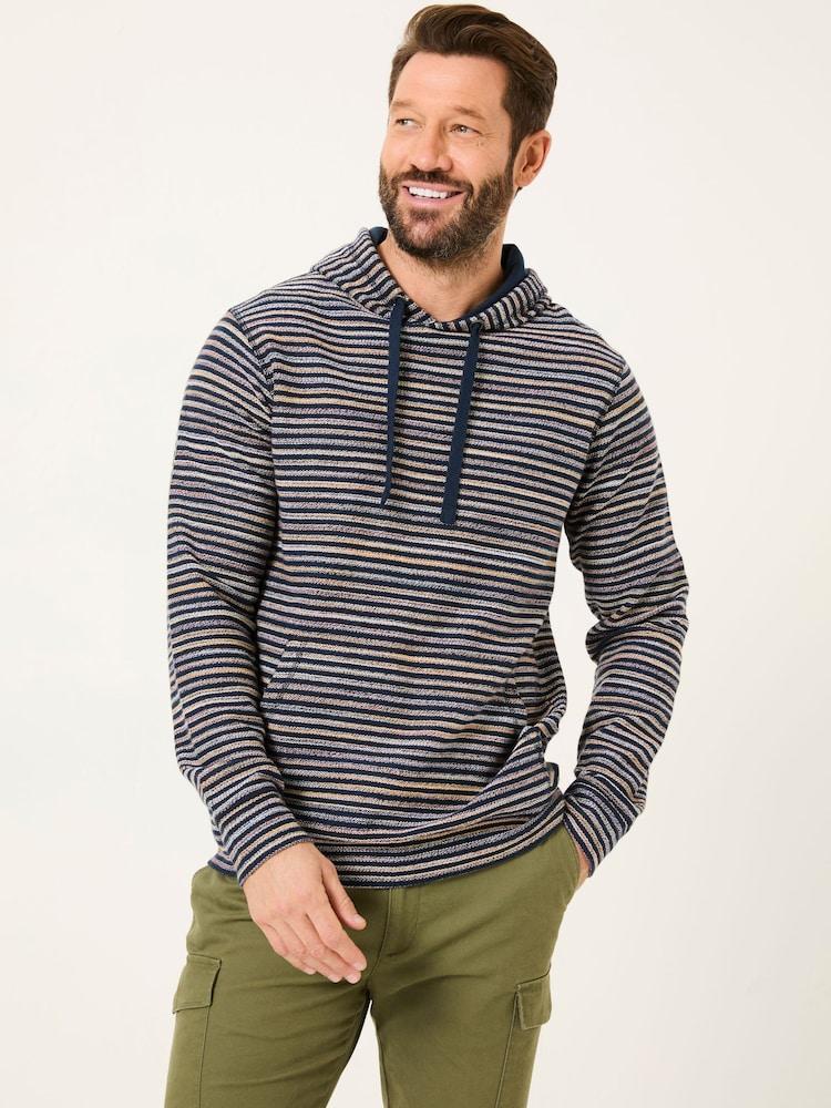 Fat Face Trescowe Navy 100% Cotton Trescowe Breton Over Head Hoodie