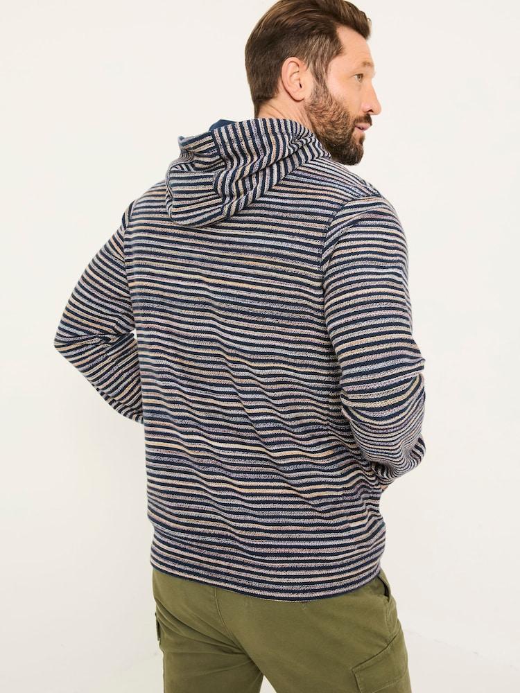 Fat Face Trescowe Navy 100% Cotton Trescowe Breton Over Head Hoodie