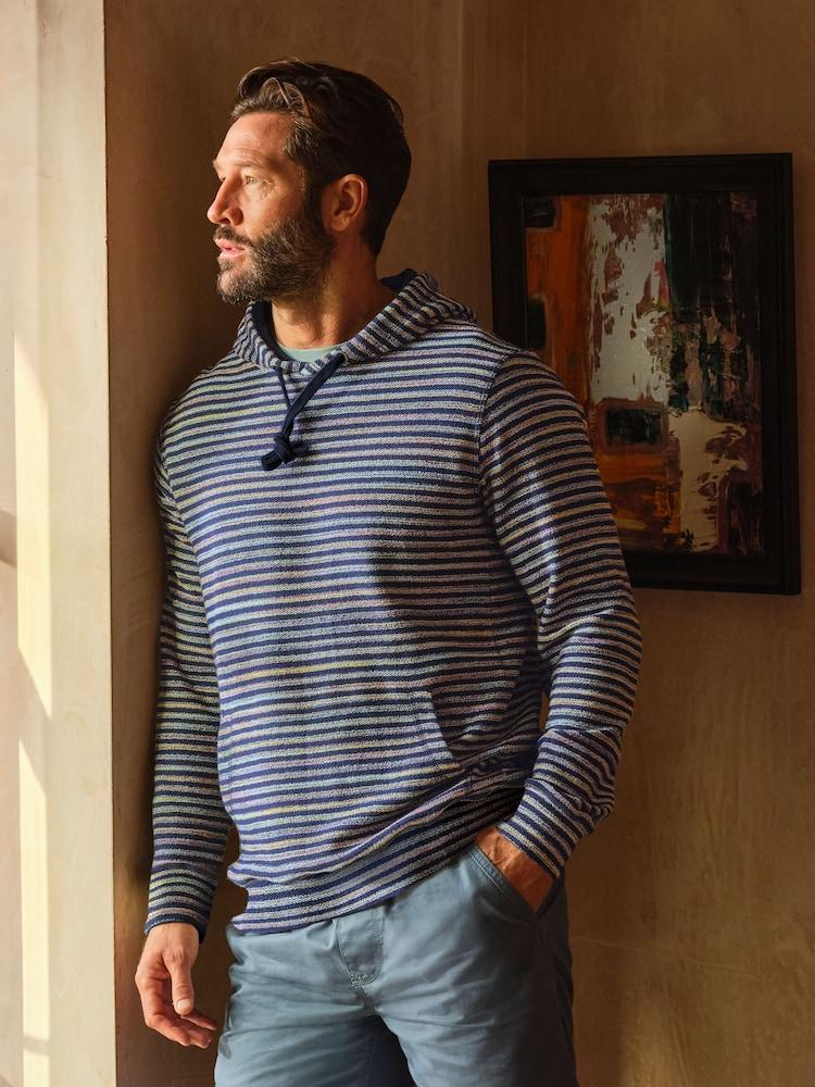 fat face Trescowe Navy 100% Cotton Trescowe Breton Over Head Hoodie