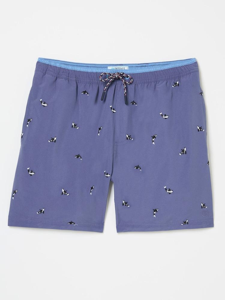 fat face Trevose Navy Whale Embroidered Swim Shorts
