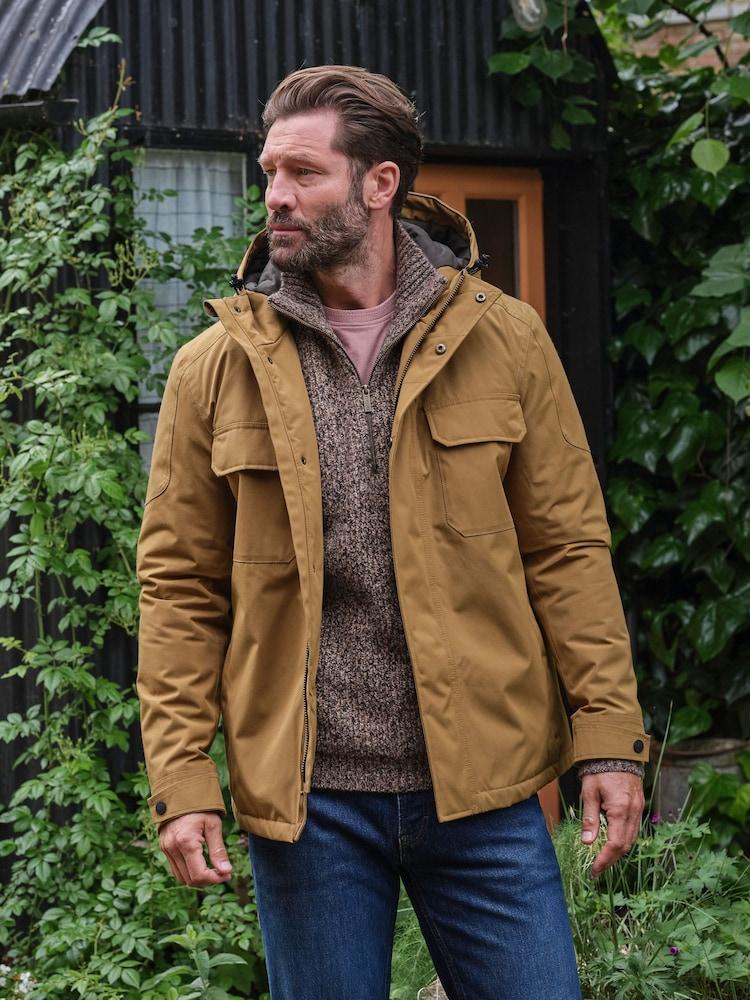 Fat Face Truro Dark Yellow Hooded Waterproof Jacket