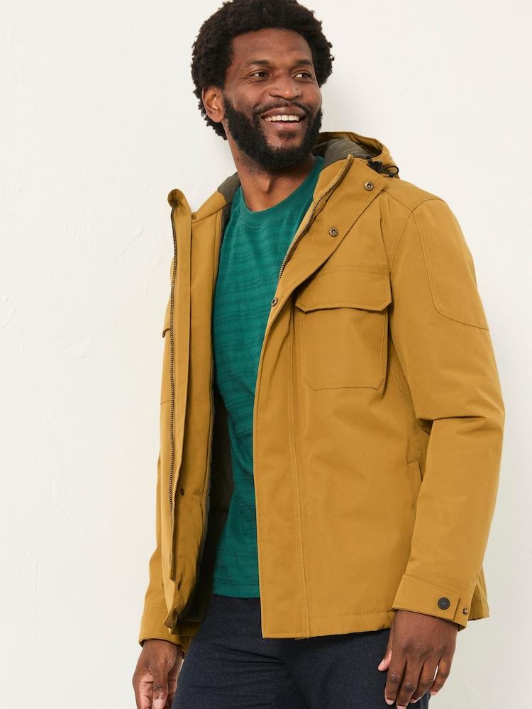 Fat Face Truro Dark Yellow Hooded Waterproof Jacket