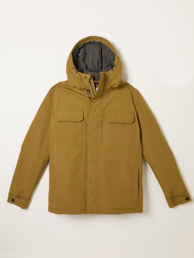 fat face Truro Dark Yellow Hooded Waterproof Jacket