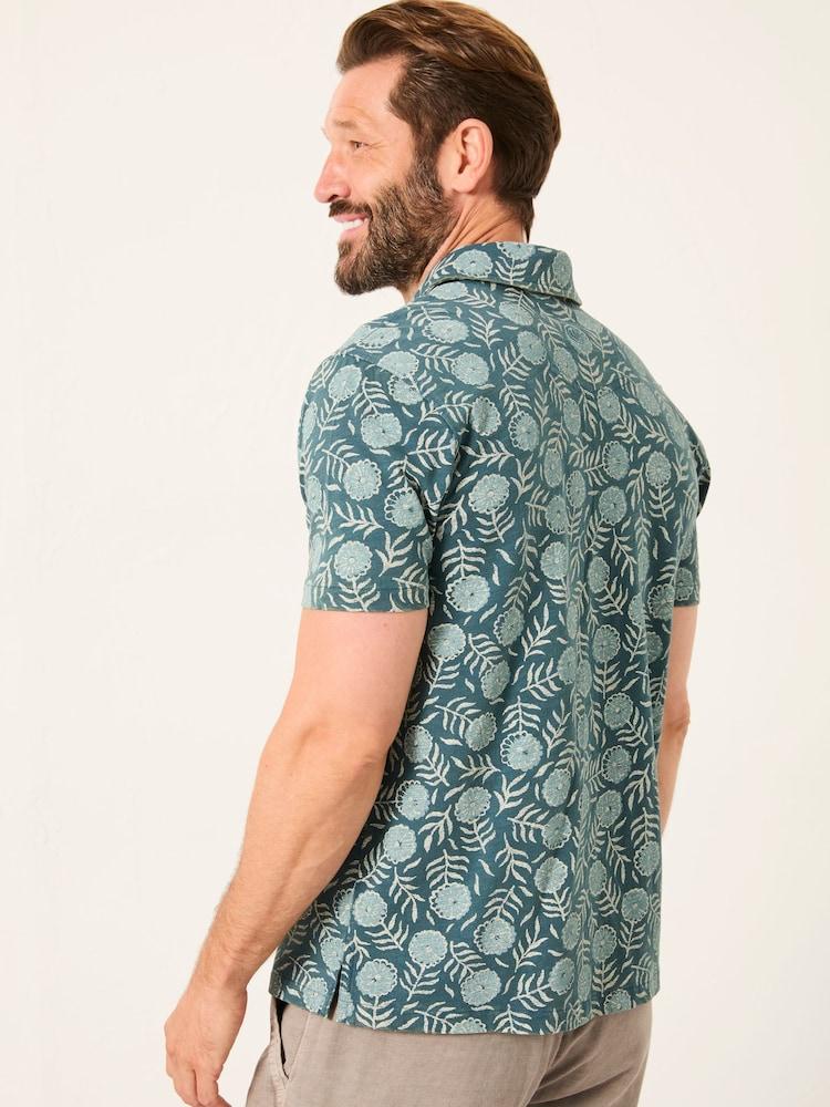 Fat Face Truro Green Floral Short Sleeve Jersey Shirt