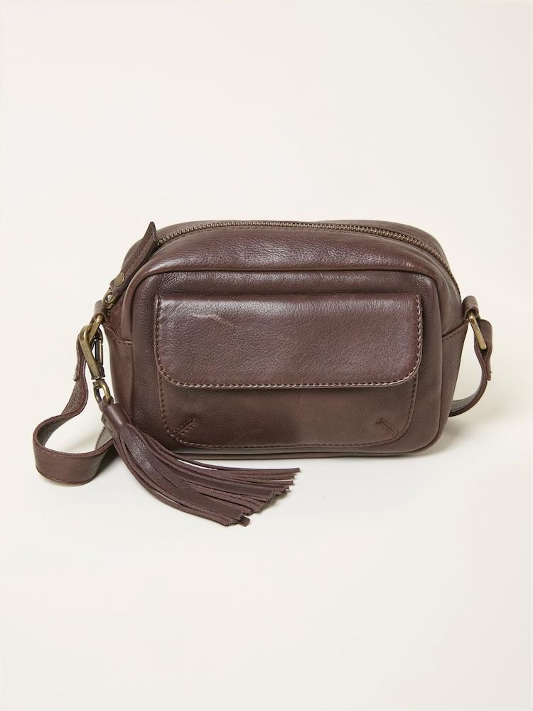 Fat Face Vienna Chocolate Brown Tassel Crossbody Bag