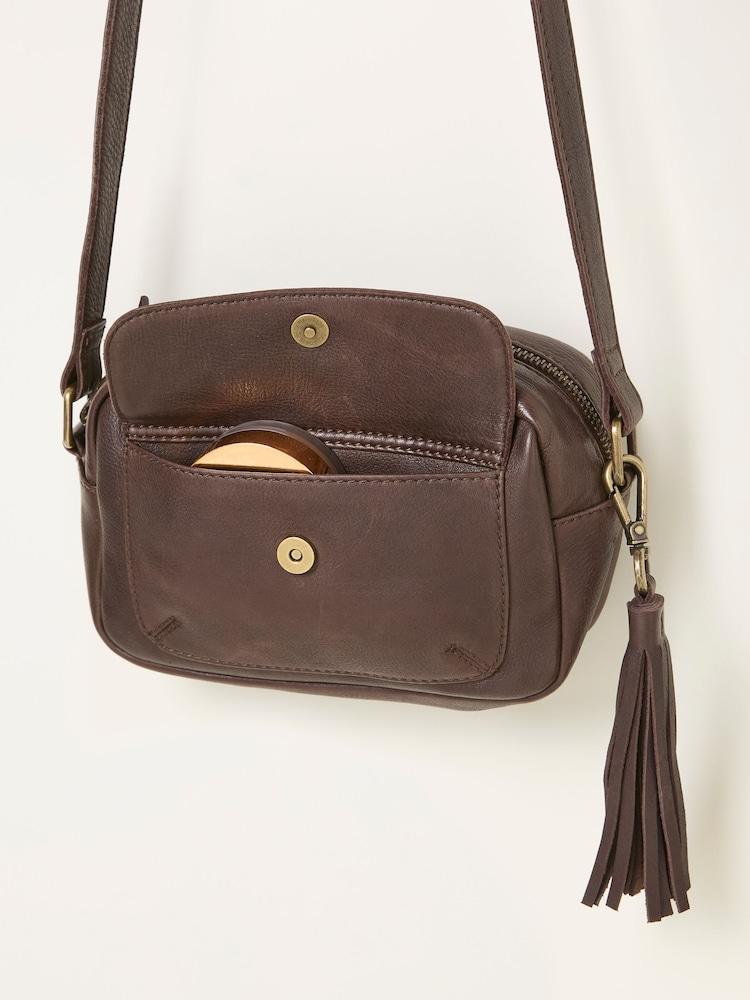 Fat Face Vienna Chocolate Brown Tassel Crossbody Bag