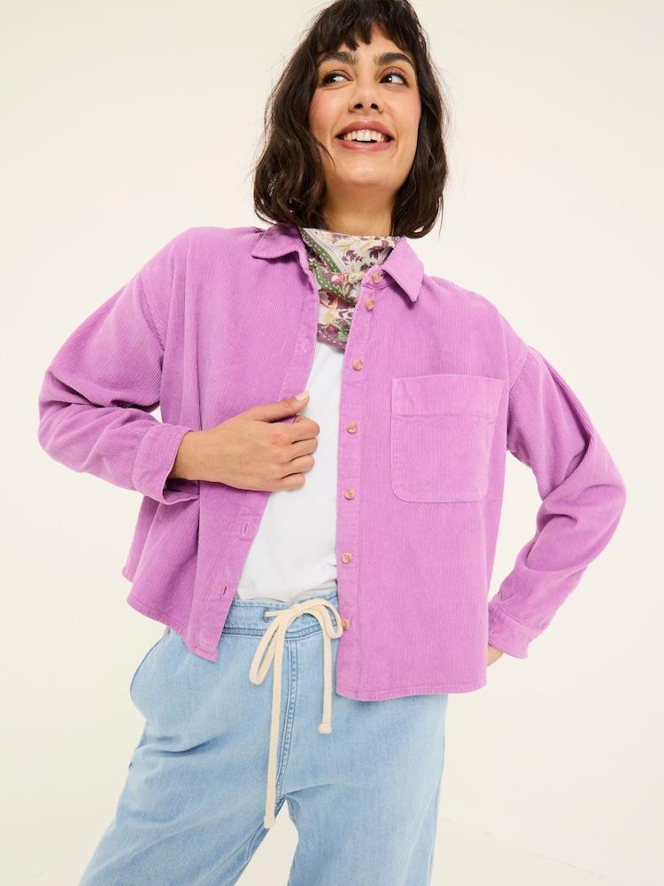 Fat Face Vivienne Heather Purple 100% Cotton Cord Shirt