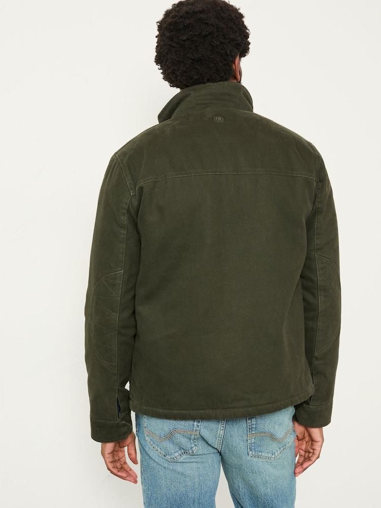 Fat Face Wardly Khaki Green Canvas Funnel Neck Jacket