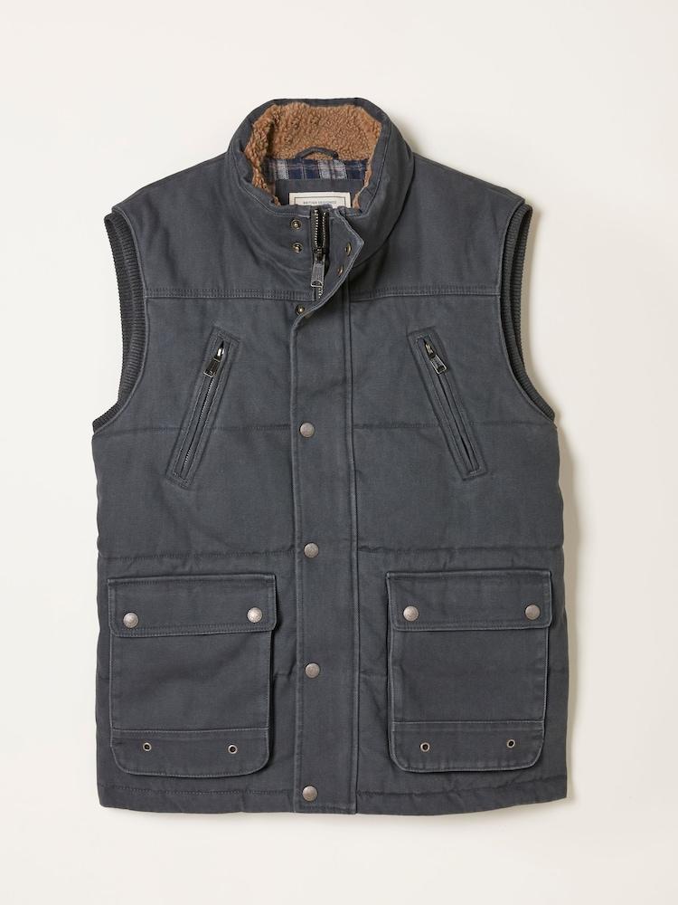 fat face Warton Charcoal Grey Two Pocket Funnel Gilet