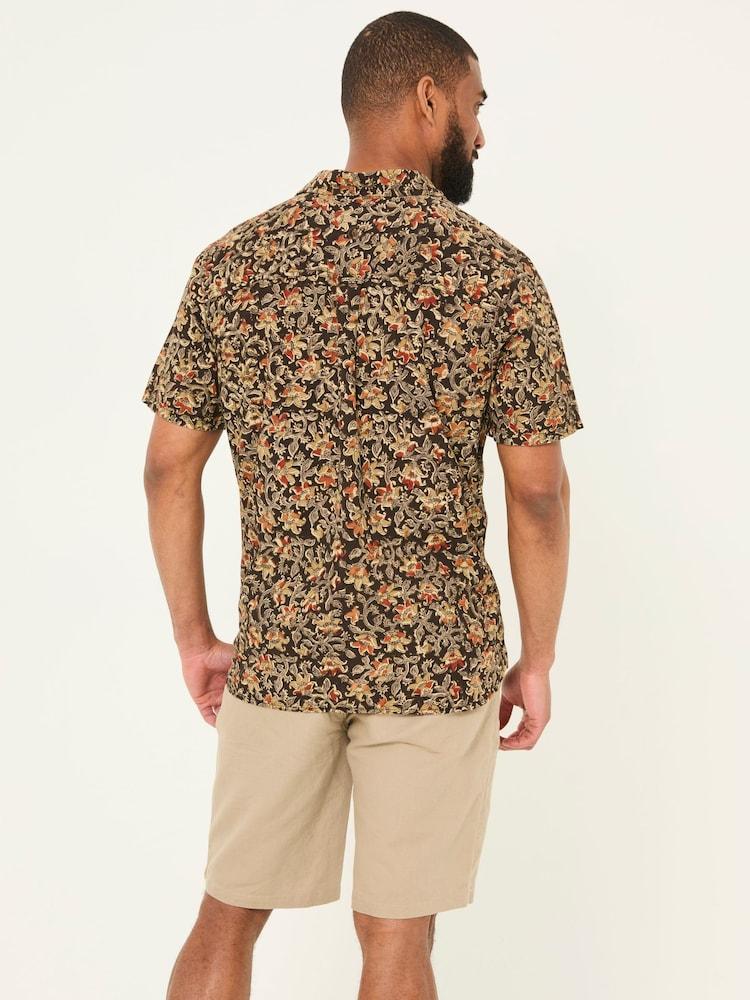 Fat Face Washed Black Short Sleeve Authentic Indian Hand Block Print Shirt