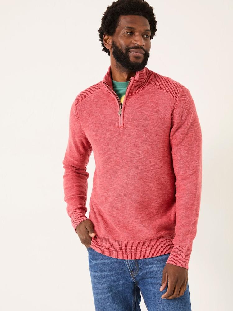 Fat Face Washed Red Berwick Laundered Half Neck Jumper