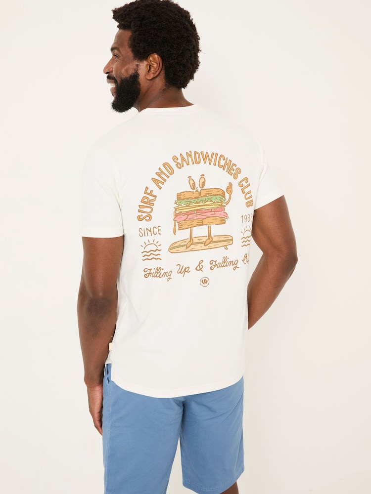 Fat Face White Sandwiches 100% Cotton Short Sleeve Graphic T-Shirt