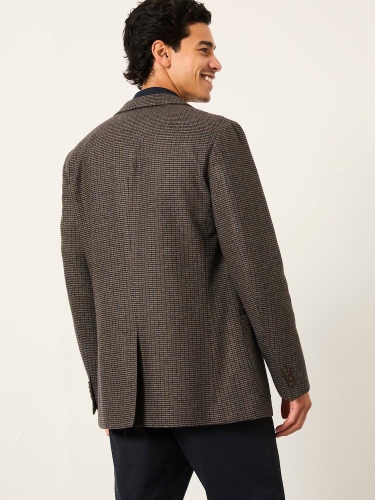 Fat Face Witley Brown Wool Mix Houndstooth Check Blazer