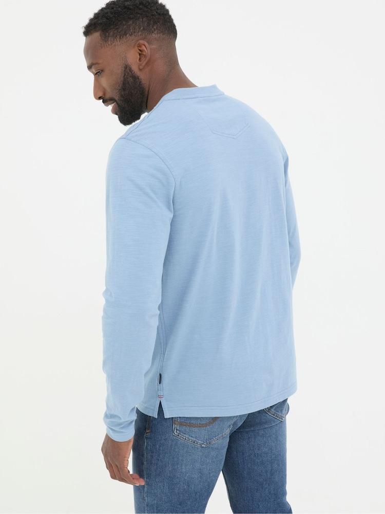 Fat Face Woodside Light Blue Long Sleeve Henley T Shirt