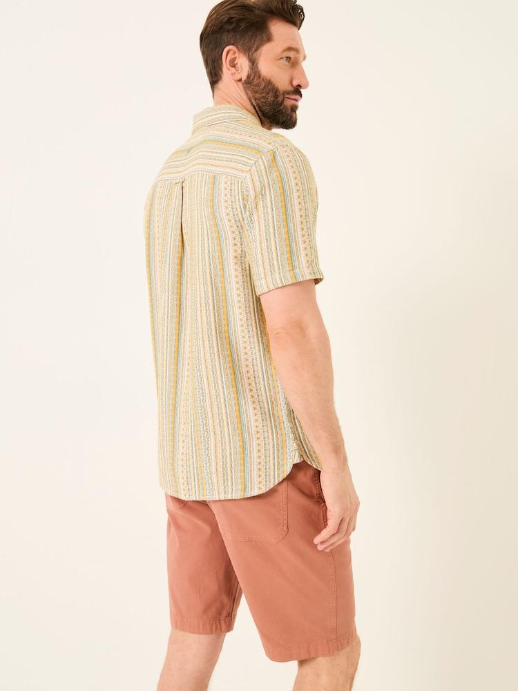 Fat Face Yellow Stripe Short Sleeve Holt Stripe Shirt