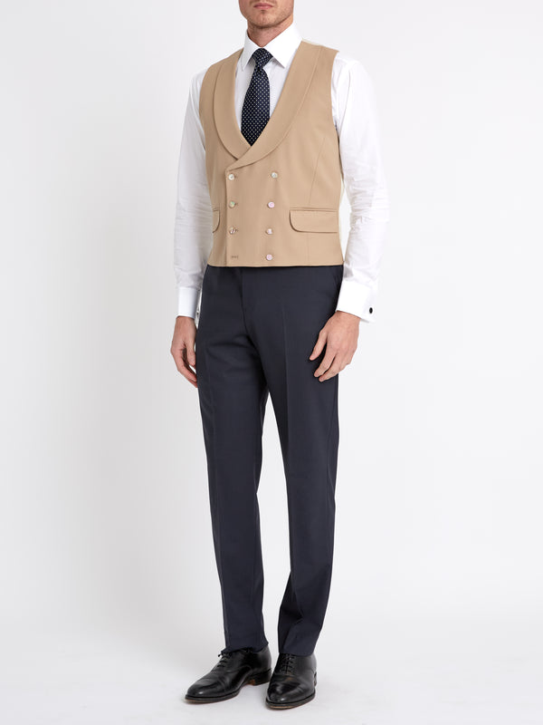 Favourbrook Beige Gabardine Wool Double Breasted Waistcoat