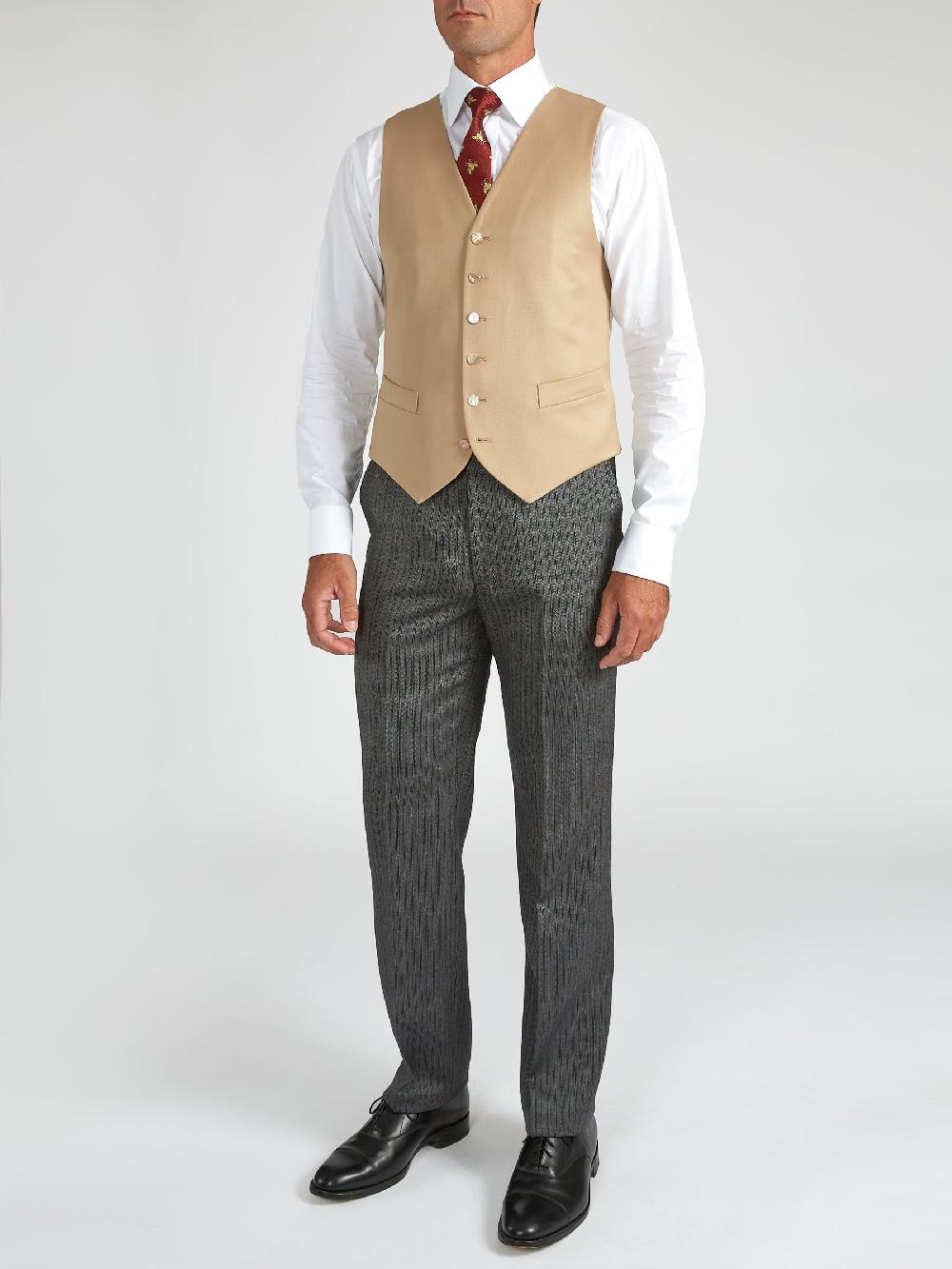 Favourbrook Beige Gabardine Wool Single Breasted Waistcoat