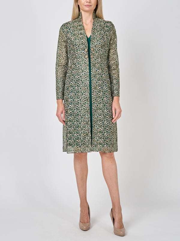 favourbrook Belgravia Coat Forest Green Witham Silk Organza