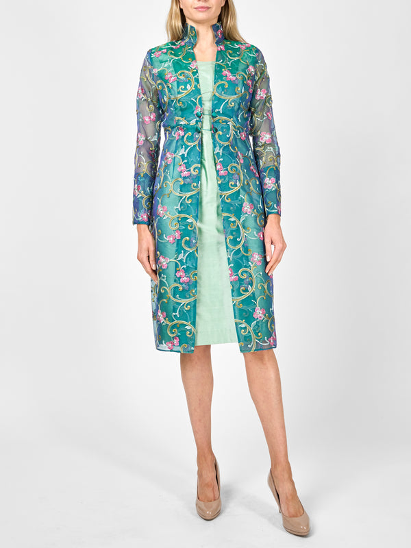 favourbrook Belgravia Coat Jade Windsor Silk Organza