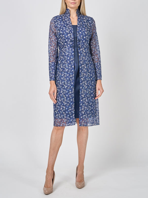 favourbrook Belgravia Coat Midnight Beatrix Silk Organza