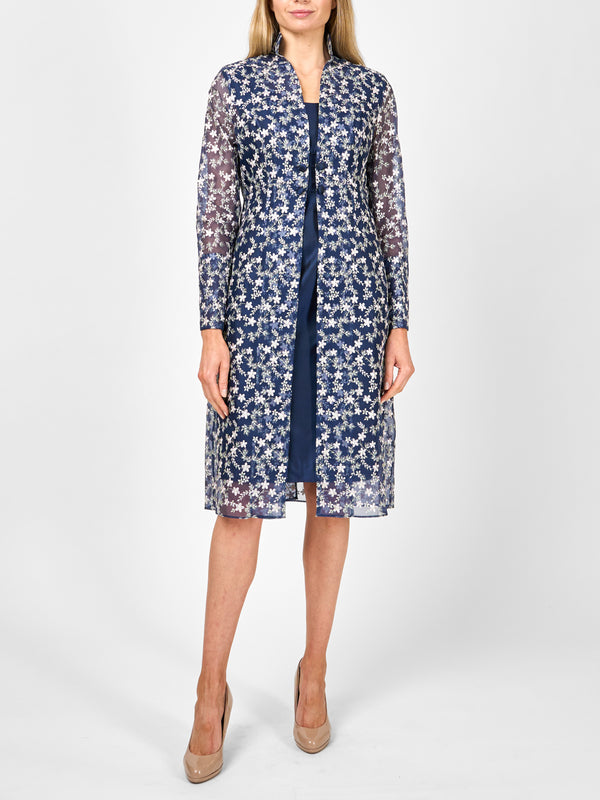 favourbrook Belgravia Coat Navy Finborough Silk Organza