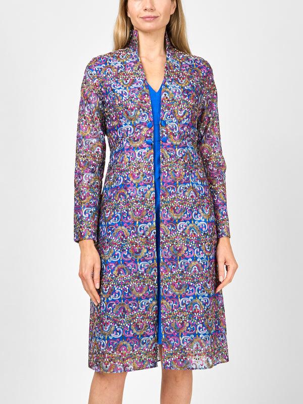 Favourbrook Belgravia Coat Sapphire Helsinki Silk Organza