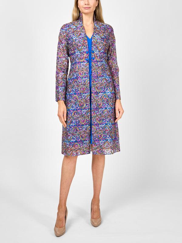 favourbrook Belgravia Coat Sapphire Helsinki Silk Organza