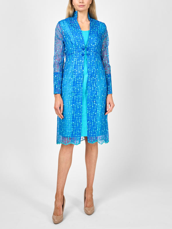 favourbrook Belgravia Coat Sapphire Vanbrugh Silk Organza