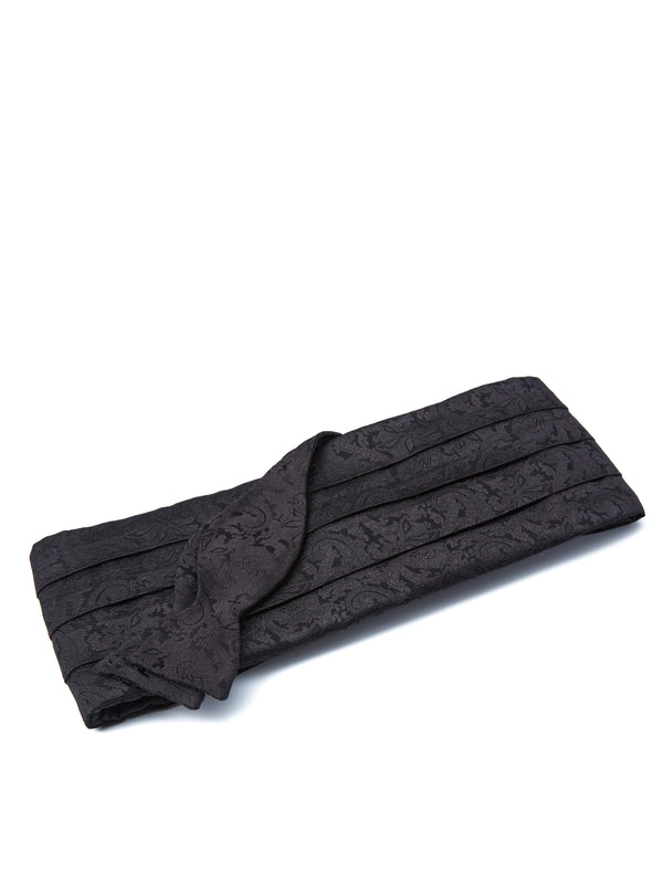 favourbrook Black Albert Silk Pleated Cummerbund & Bow Tie Set